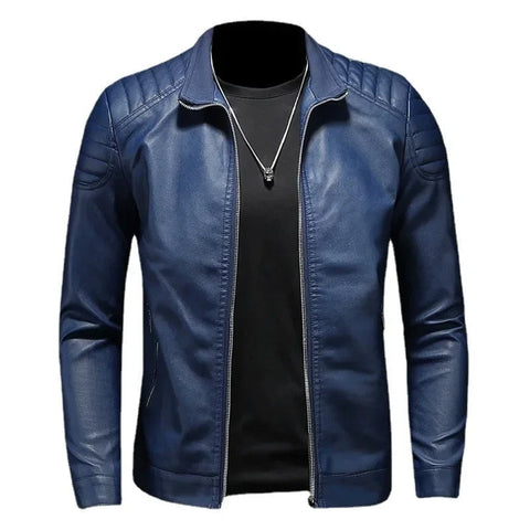 Chaleco de cuero con cuello stand