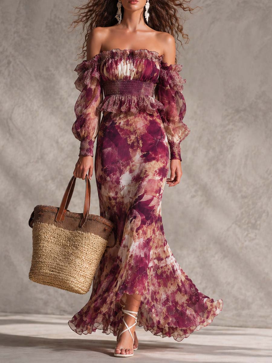 Vestido Corto en Rosa Antiguo con Motivo Floral