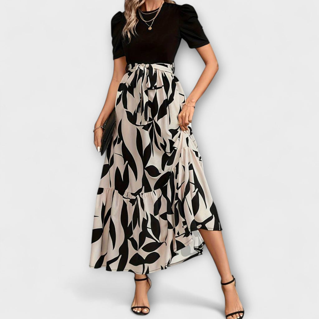 Luna - Vestidos de verano con estampado floral y escote redondo