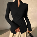 Jersey Moderno Negro Liso con Cuello en V
