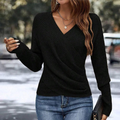 Jersey Negro Liso con Cuello en V