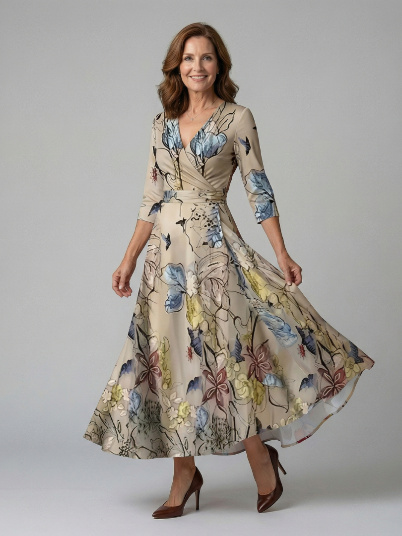Andrea | Vestido Midi con Escote Cruzado