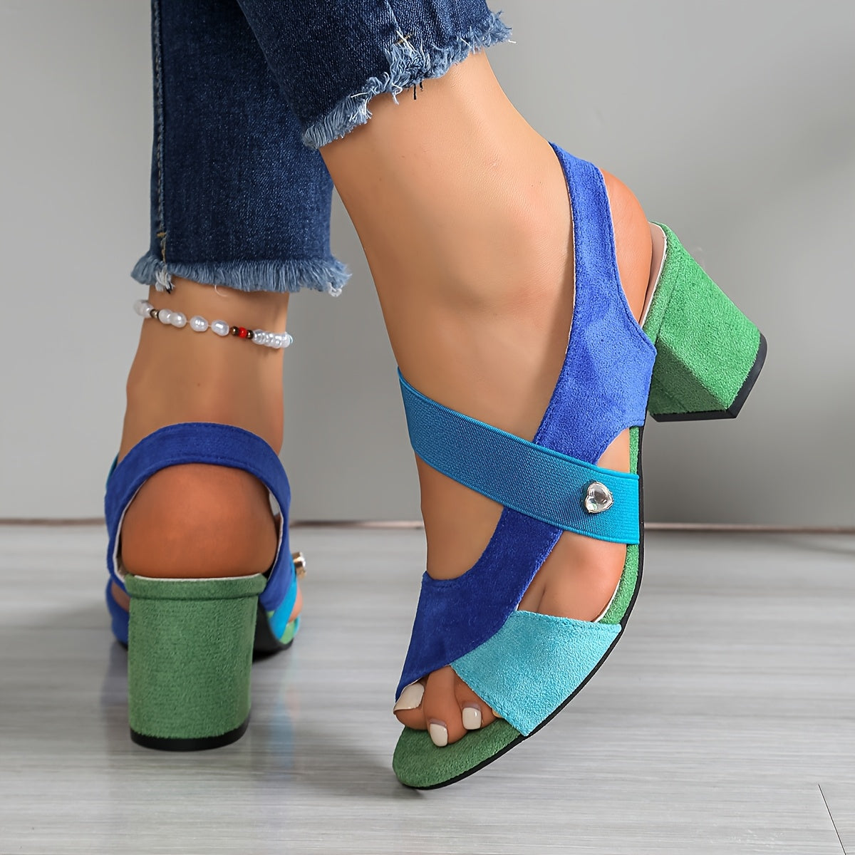 Linda | Zapatos de Mujer de Tacón Ancho con Punta Abierta