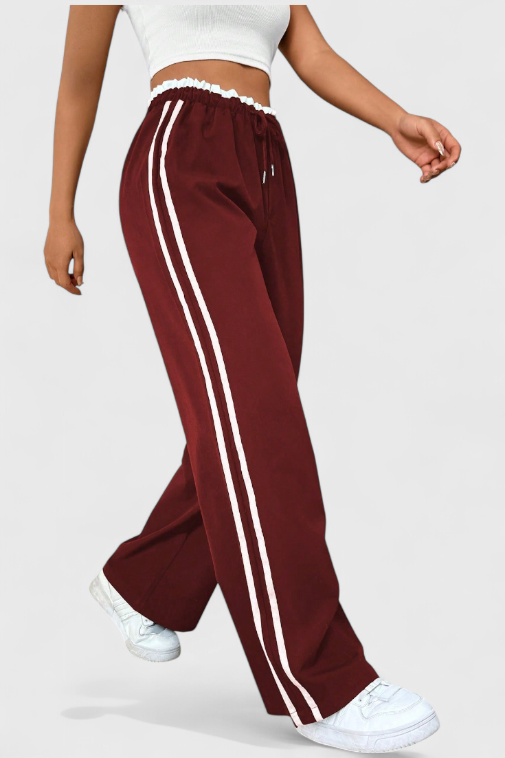 Alanys Pantalón Deportivo de Pierna Ancha con Detalle Lateral