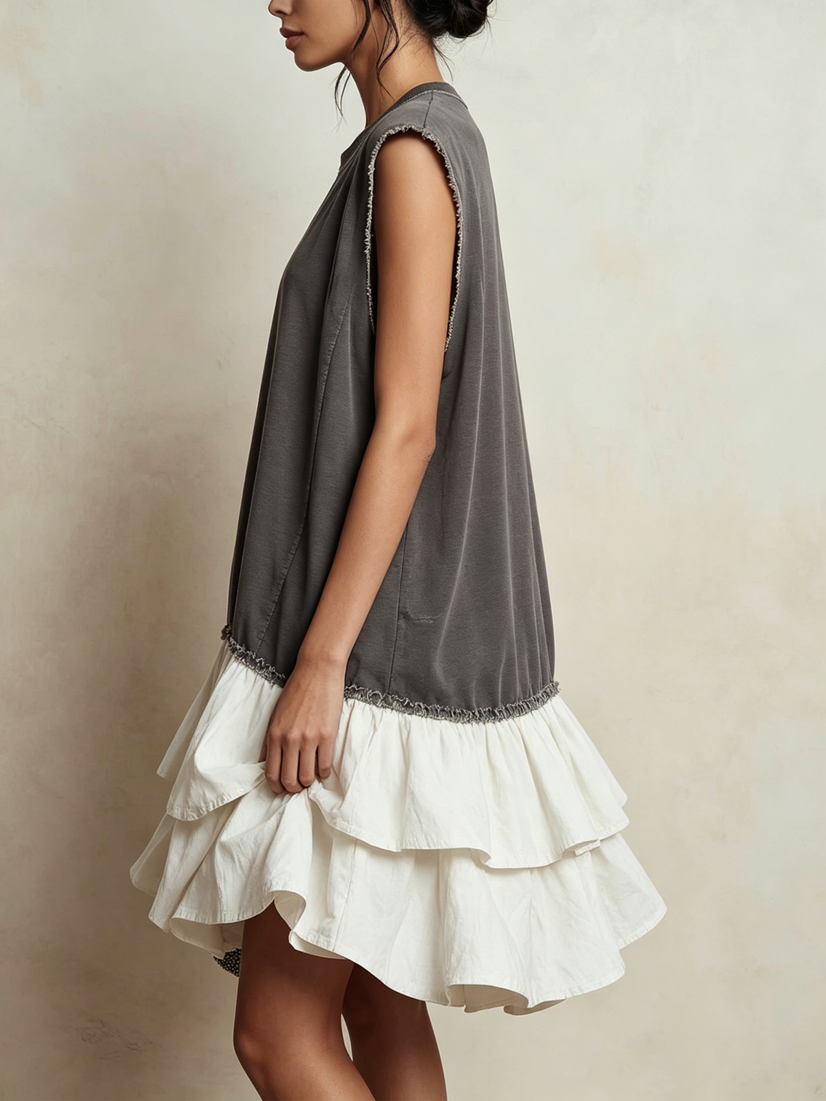Vestido casual con bloques de color, corte holgado, ideal para vacaciones