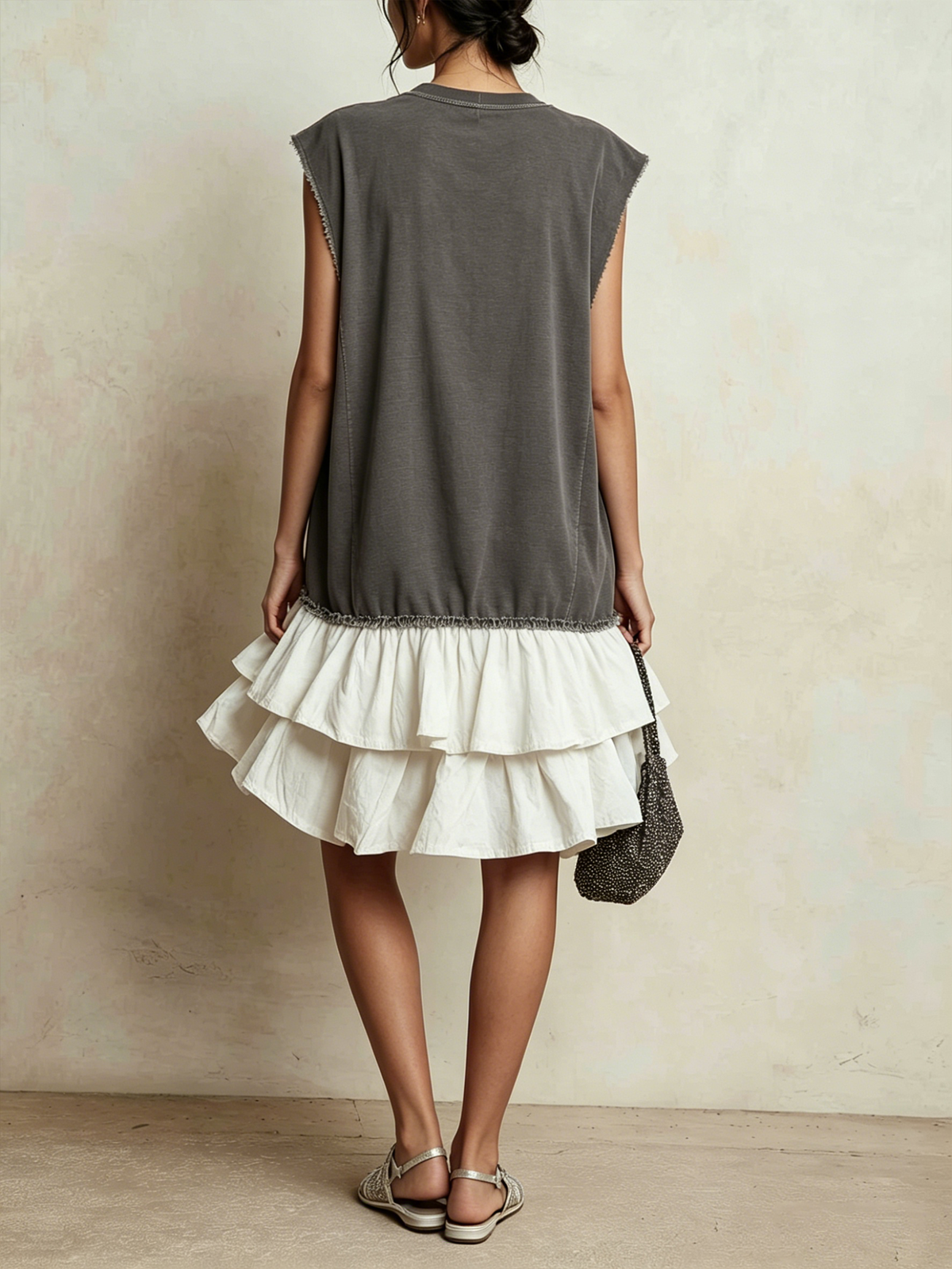 Vestido casual con bloques de color, corte holgado, ideal para vacaciones