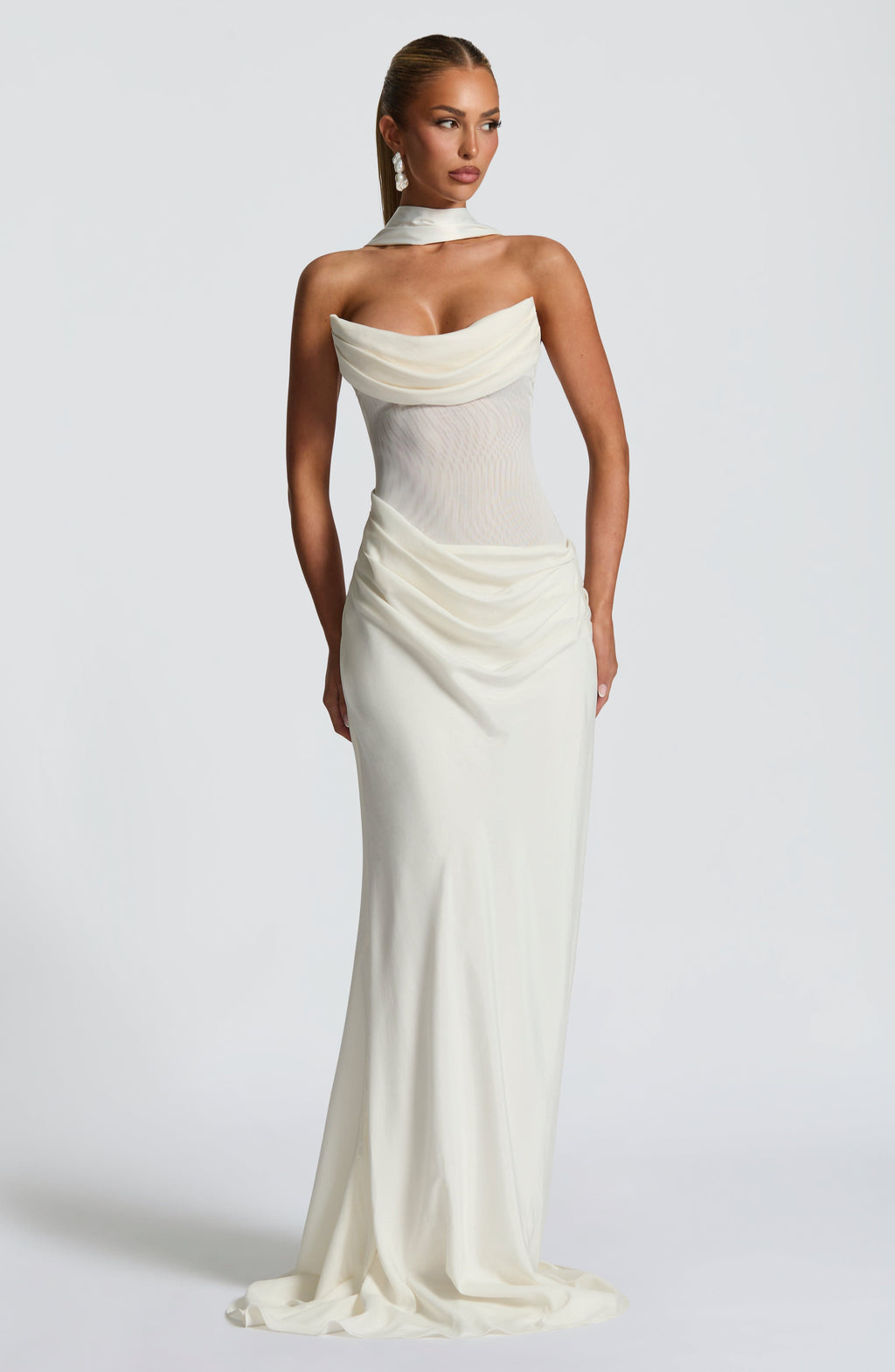 Vestido Sculpt con Cuello Foulard y Espalda Infinit