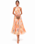 Aurora | Vestido con escote halter y estampado en acuarela
