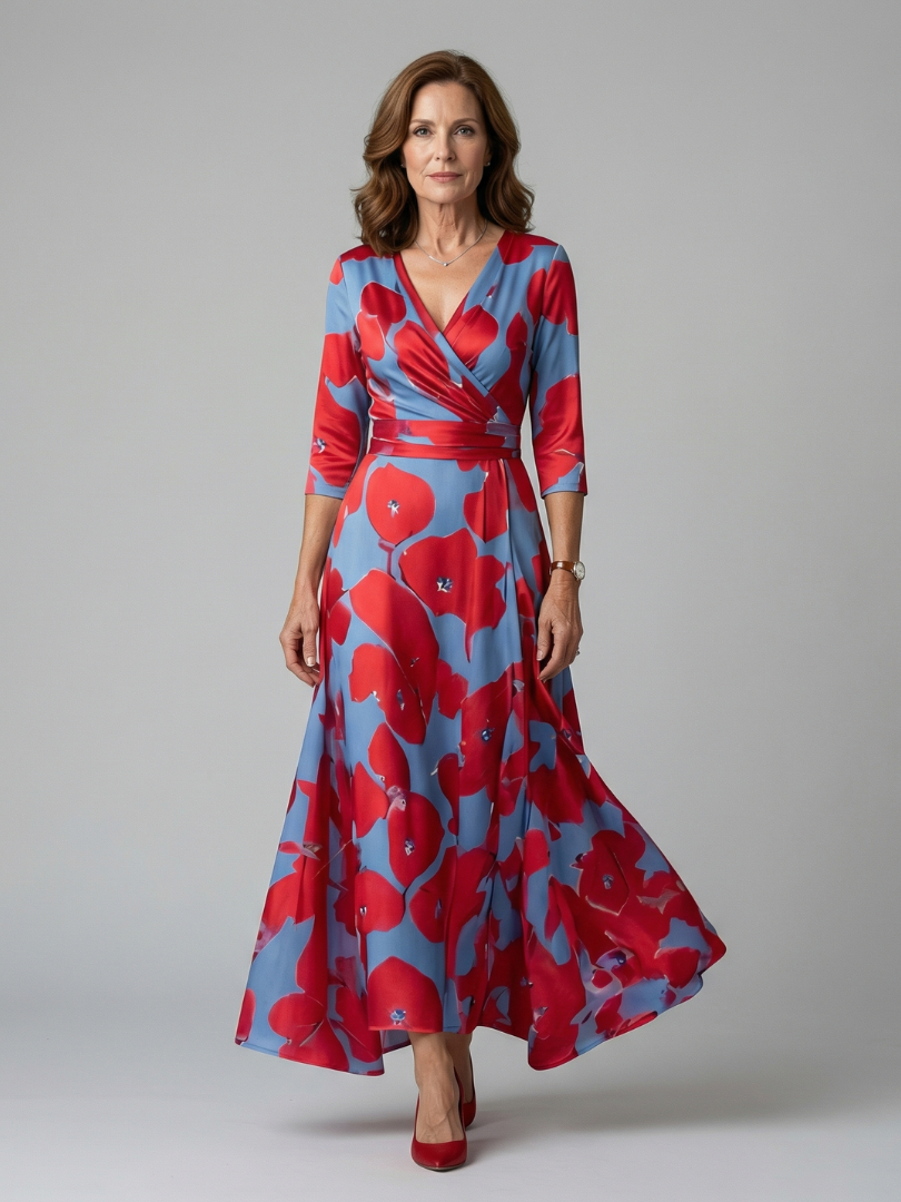 Andrea | Vestido Midi con Escote Cruzado