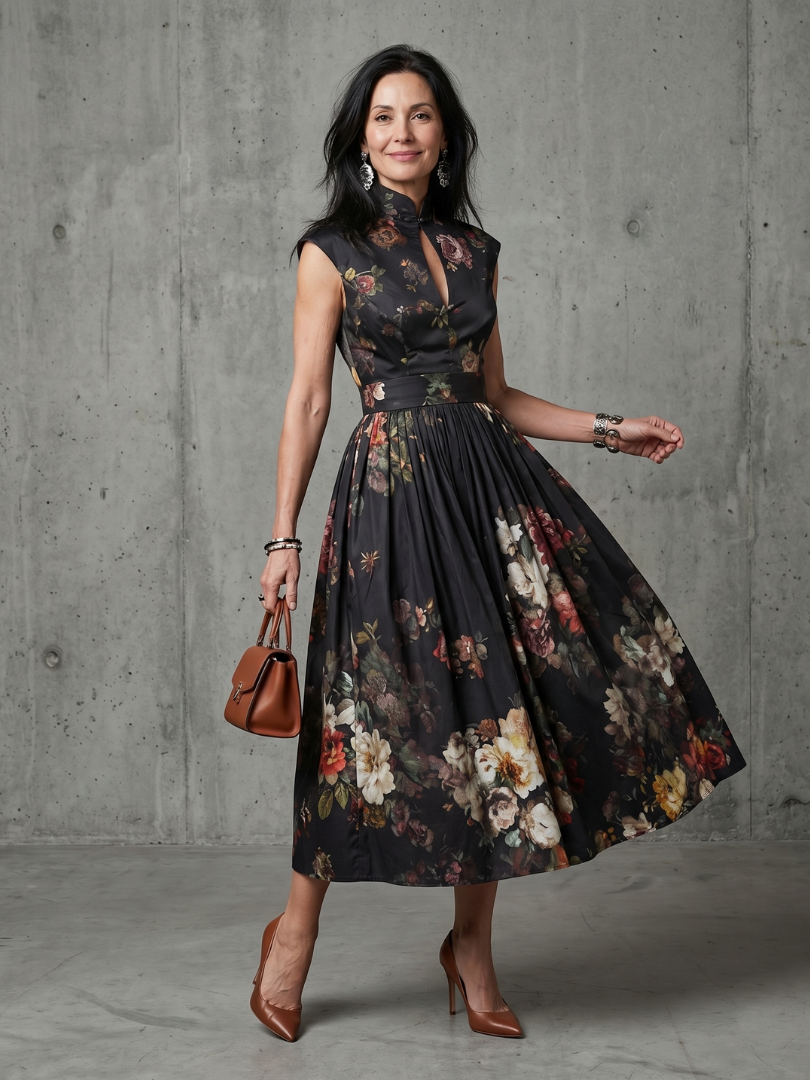 Pilar | Vestido midi plisado floral