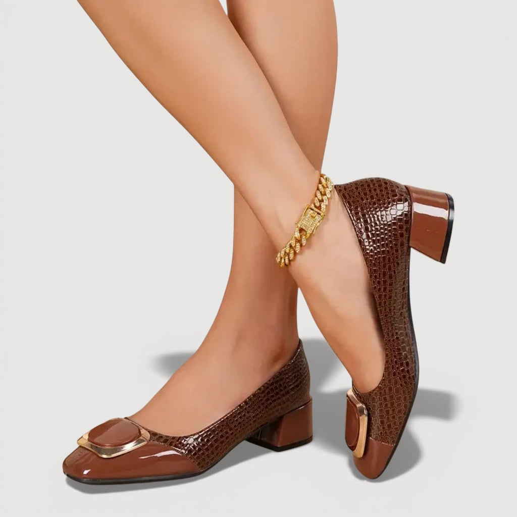 Livana | Tacones cuadrados efecto croco