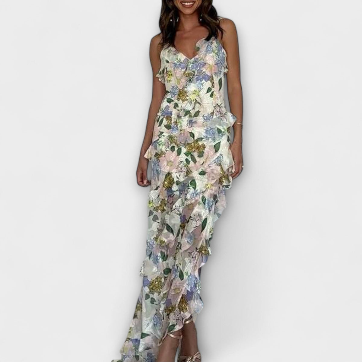 Indie - Vestido con volantes y estampado