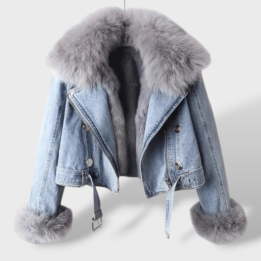 Chaqueta vaquera con pelo sintético para mujer