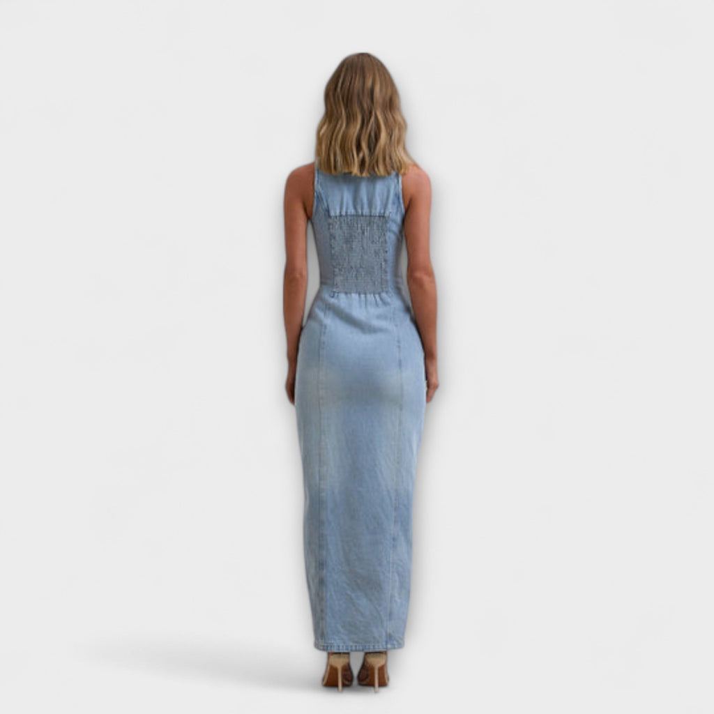 Lacey - Vestido maxi de denim con lavado delicado