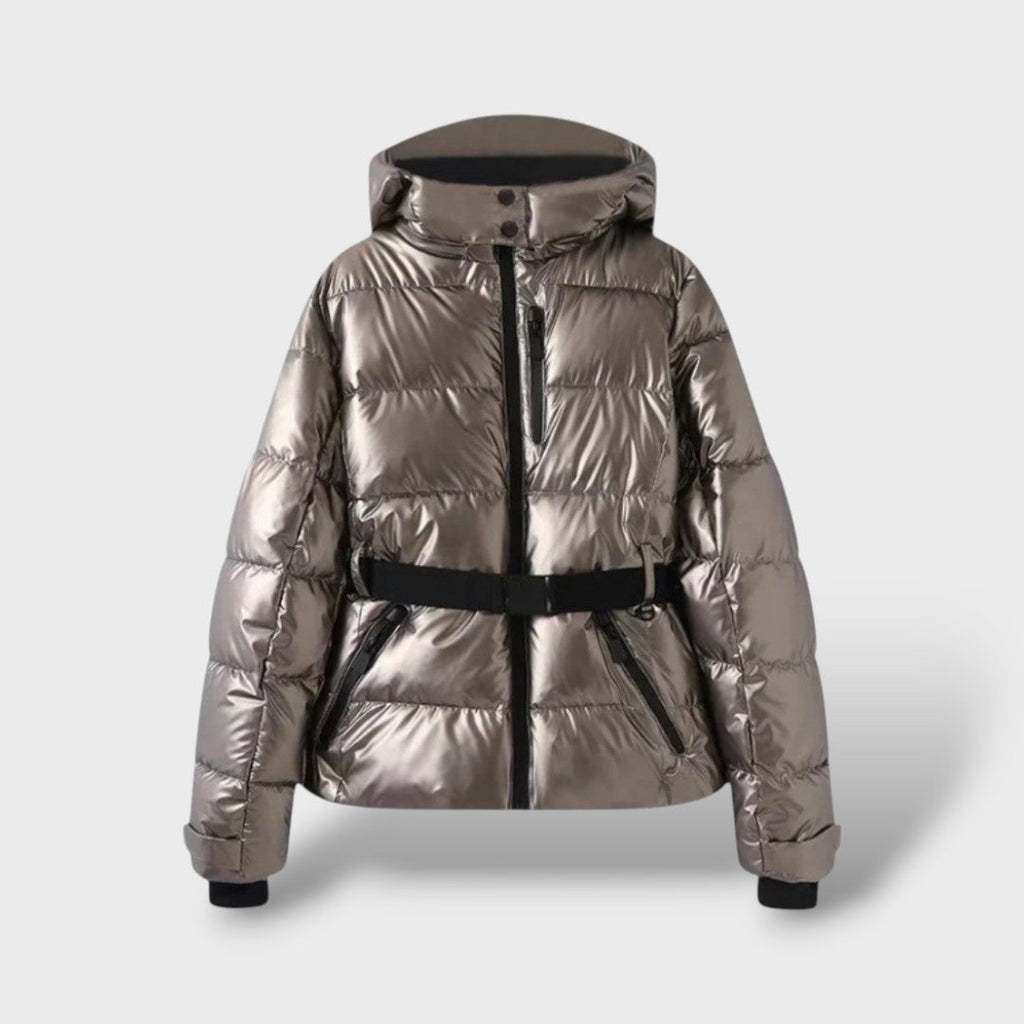 Chaqueta acolchada impermeable con cinturón