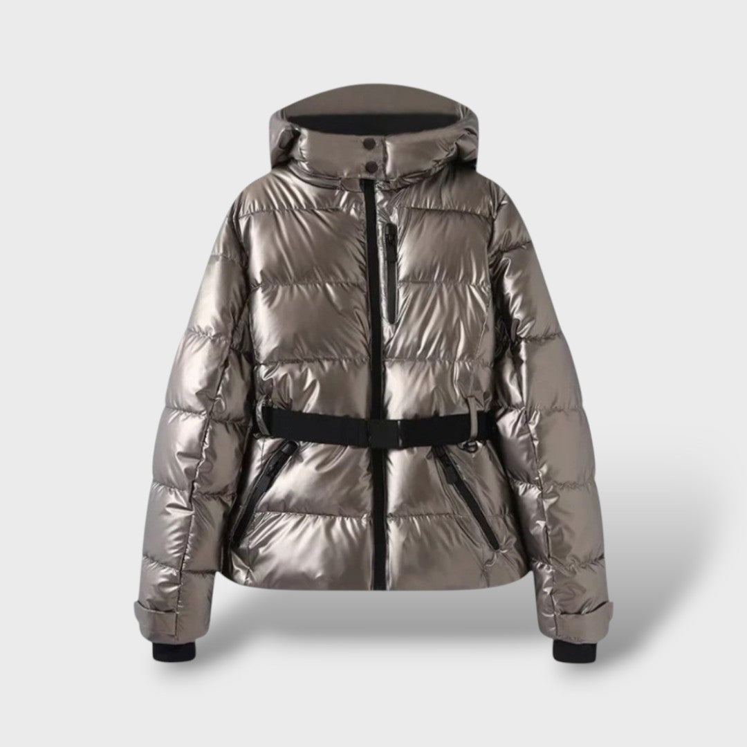 Chaqueta acolchada impermeable con cinturón