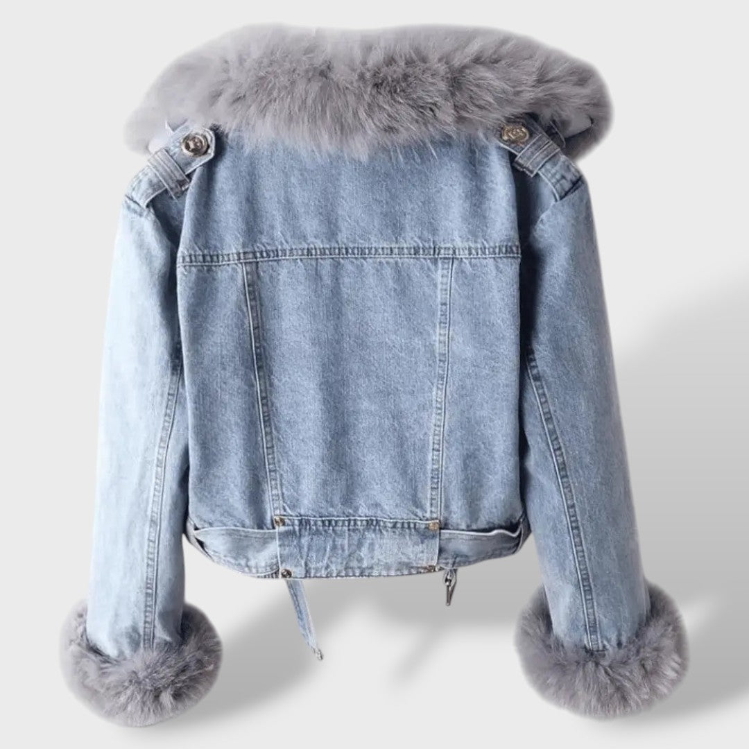 Chaqueta vaquera con pelo sintético para mujer