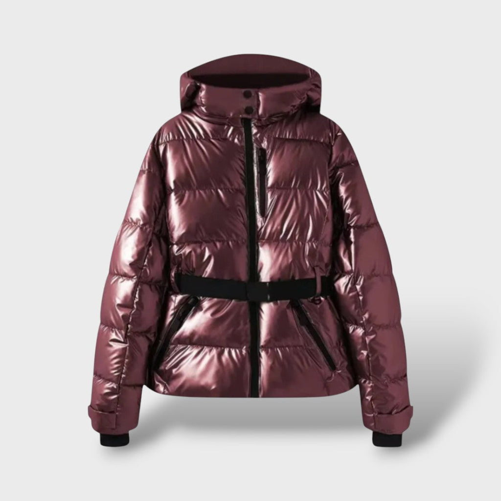 Chaqueta acolchada impermeable con cinturón