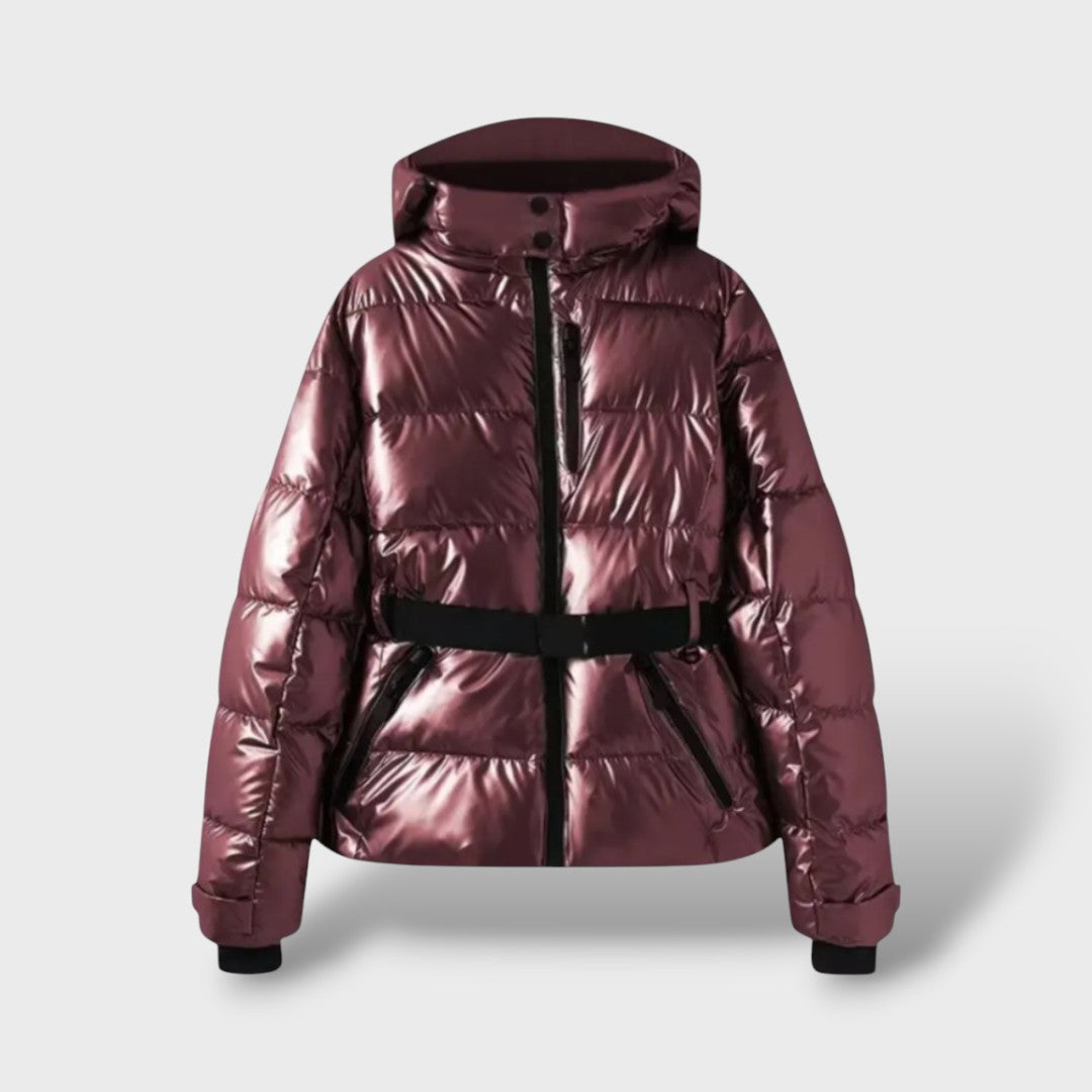 Chaqueta acolchada impermeable con cinturón