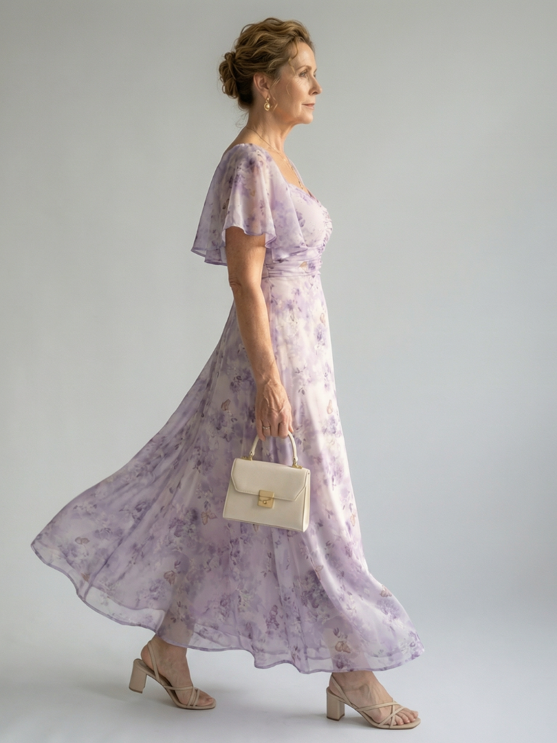 Rocío | Vestido midi con mangas onduladas