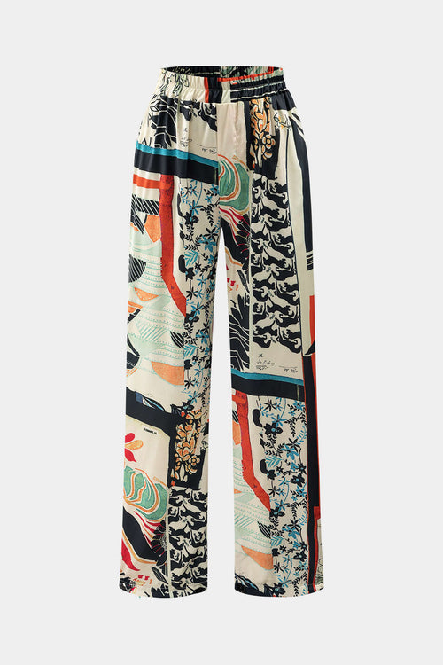 Arce Pantalones Rectos de Cintura Alta con Estampado Floral