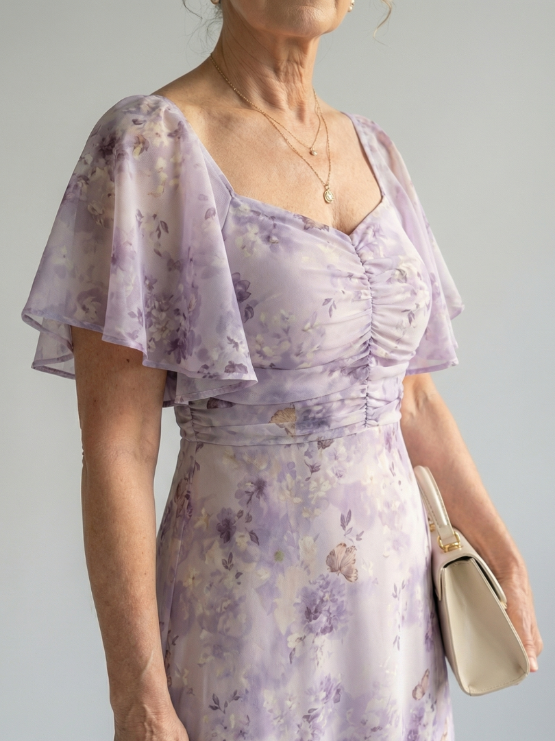 Rocío | Vestido midi con mangas onduladas