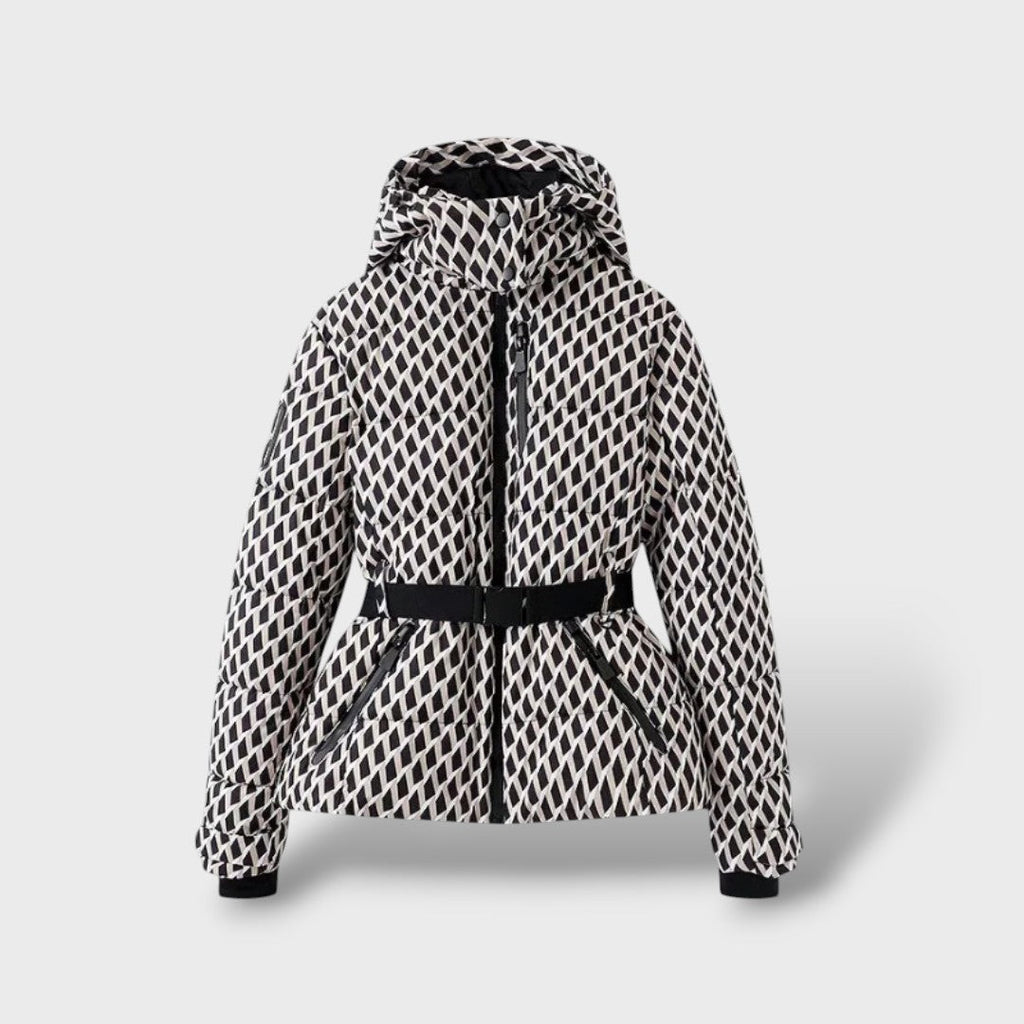Chaqueta acolchada impermeable con cinturón