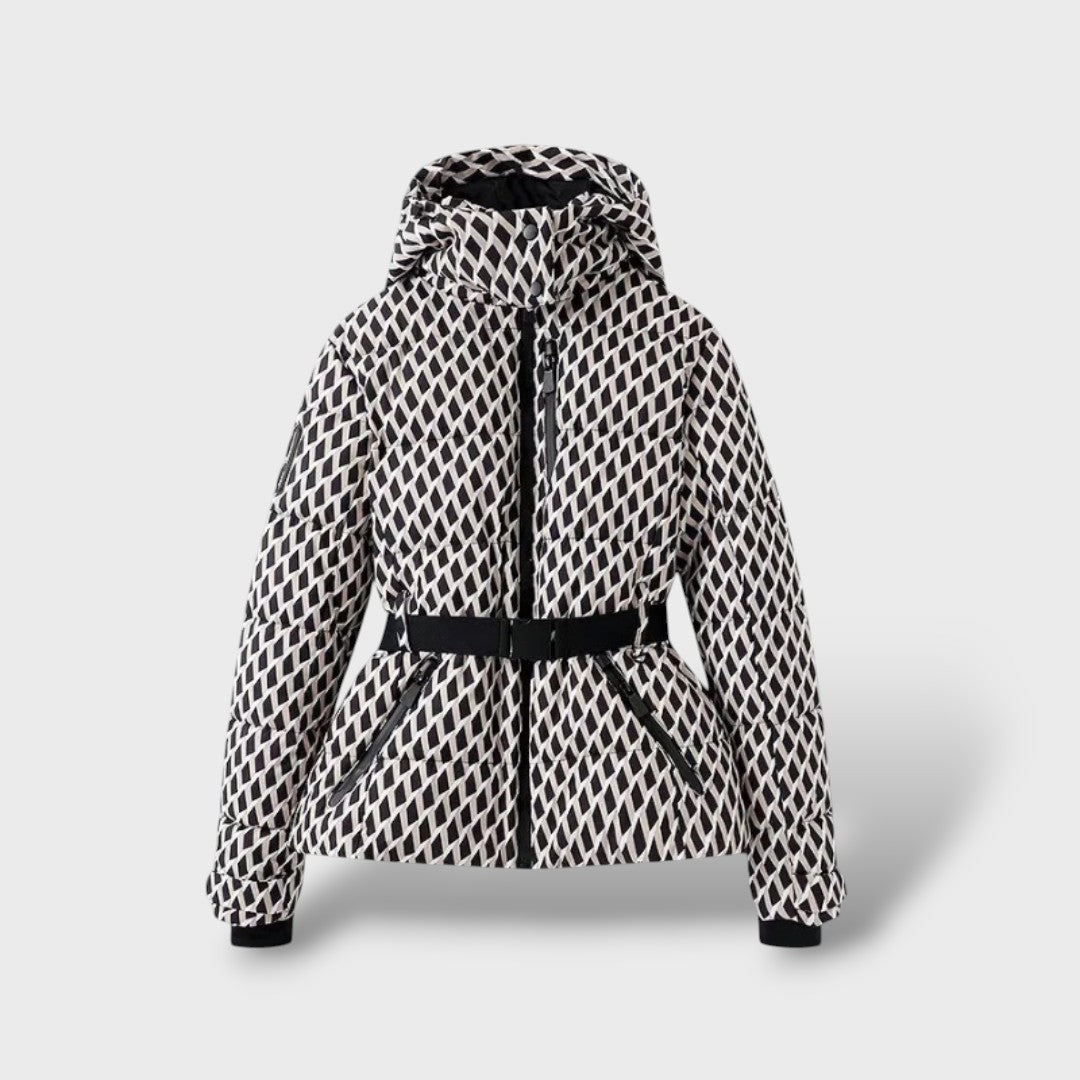 Chaqueta acolchada impermeable con cinturón