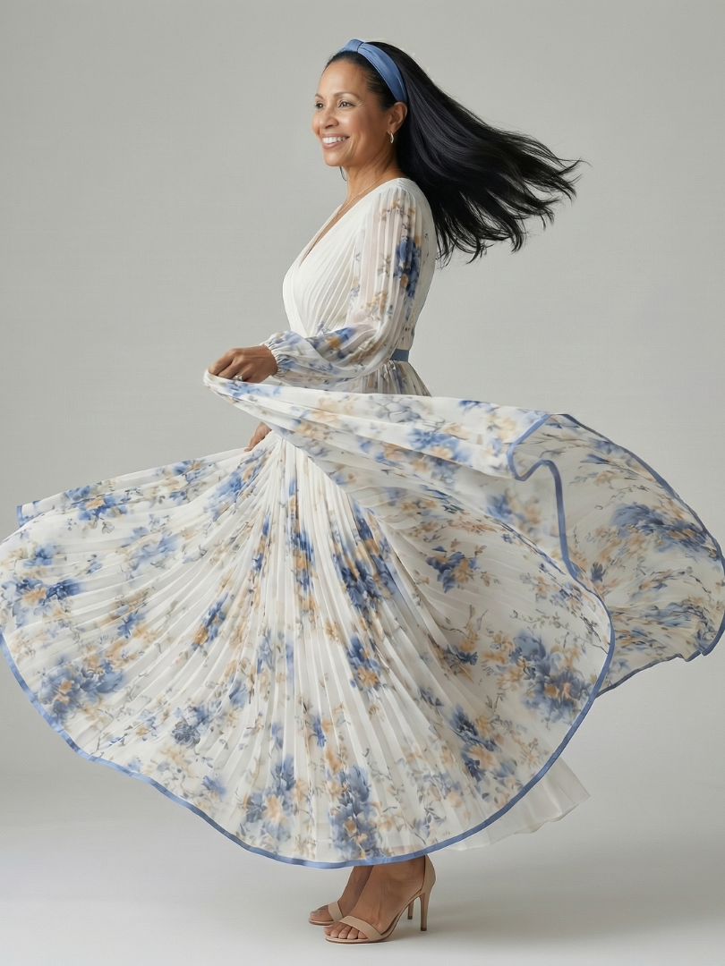 Natalia | Vestido midi envolvente plisado