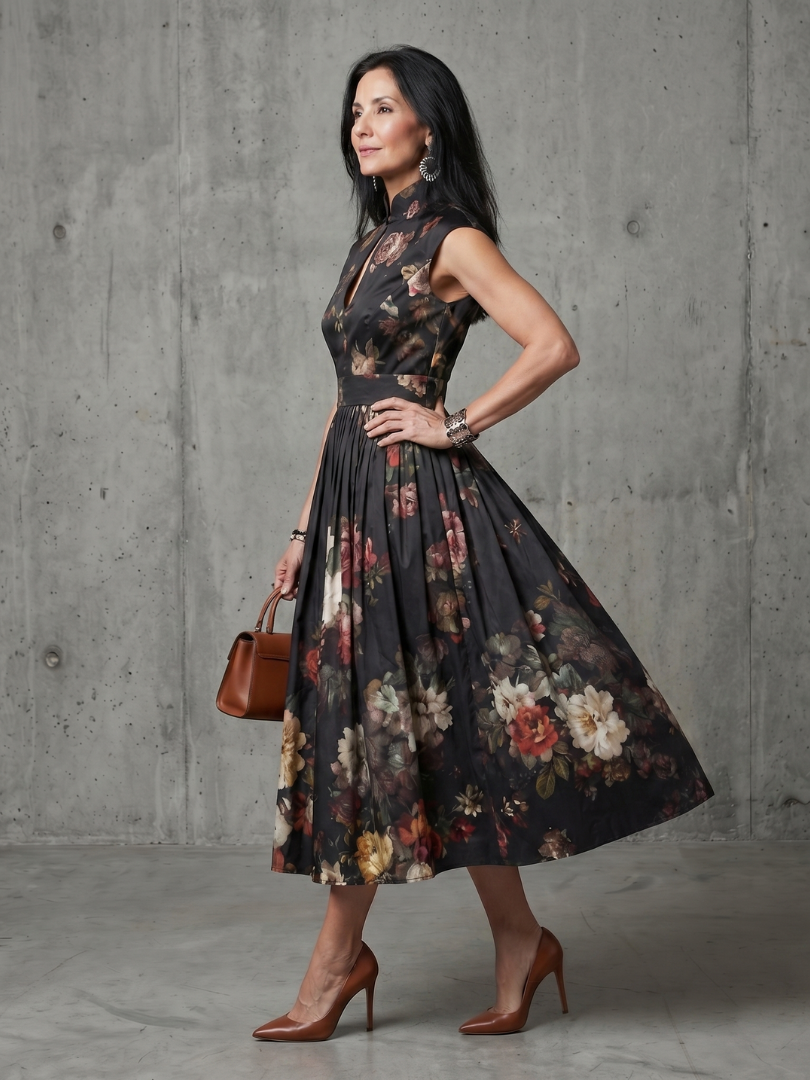 Pilar | Vestido midi plisado floral