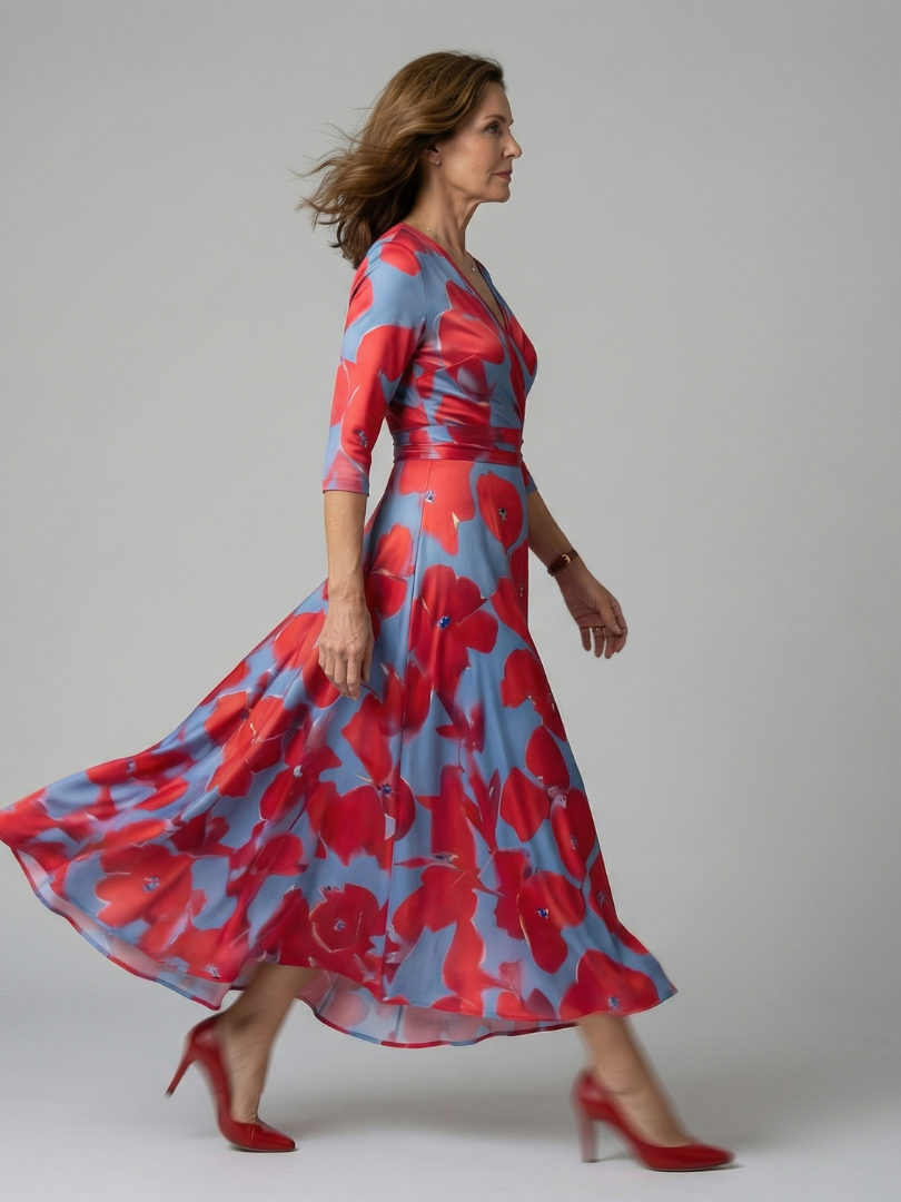 Andrea | Vestido Midi con Escote Cruzado