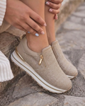 Zapatillas Glitter Zip Caqui