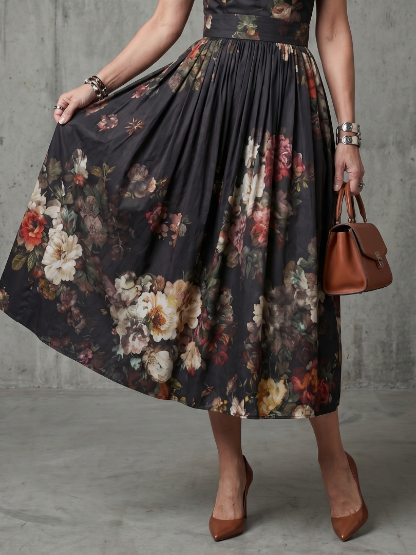 Pilar | Vestido midi plisado floral