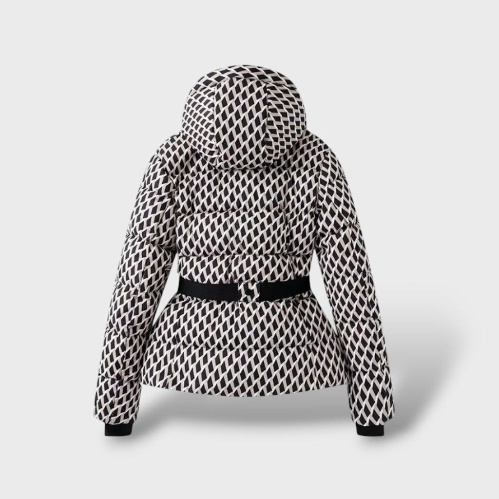 Chaqueta acolchada impermeable con cinturón