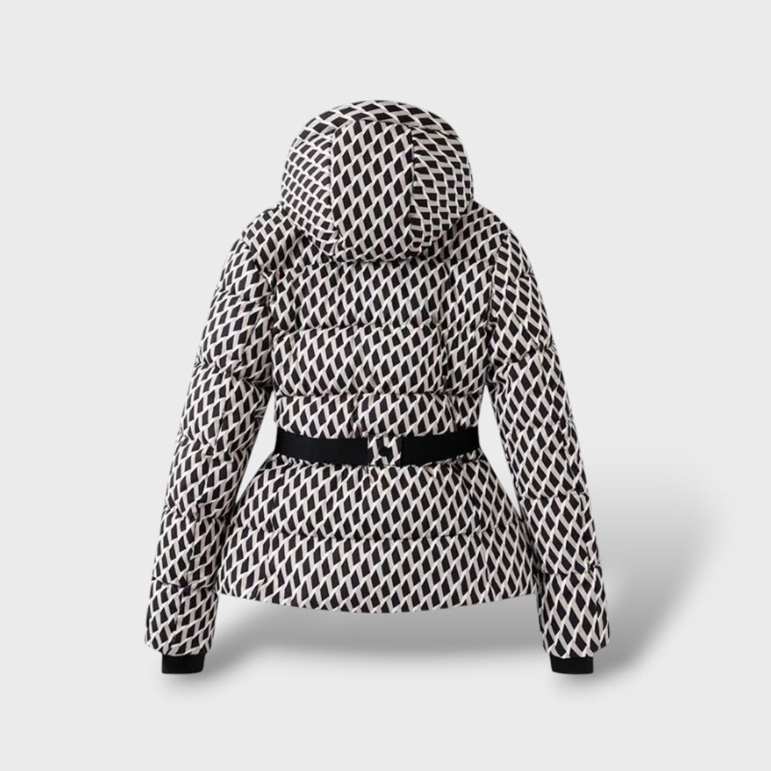 Chaqueta acolchada impermeable con cinturón