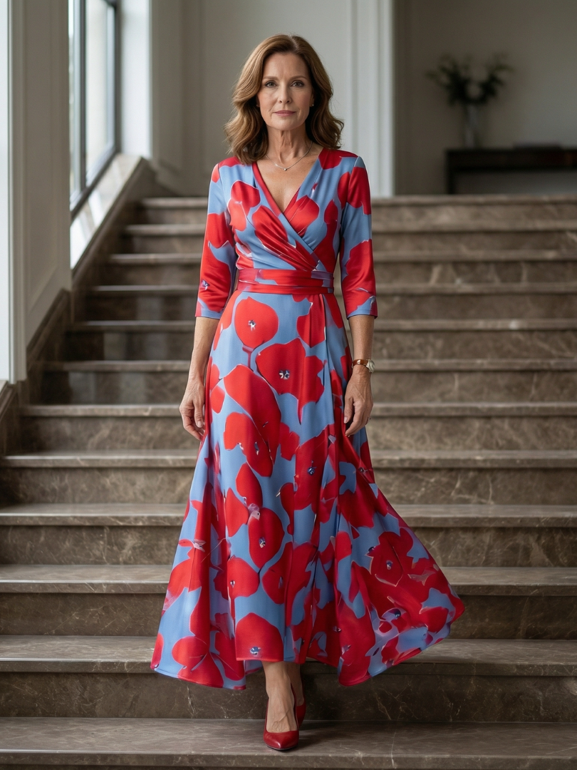 Andrea | Vestido Midi con Escote Cruzado