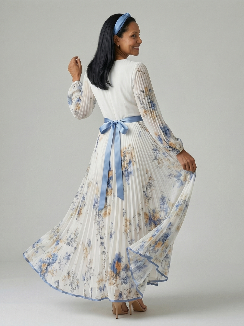 Natalia | Vestido midi envolvente plisado
