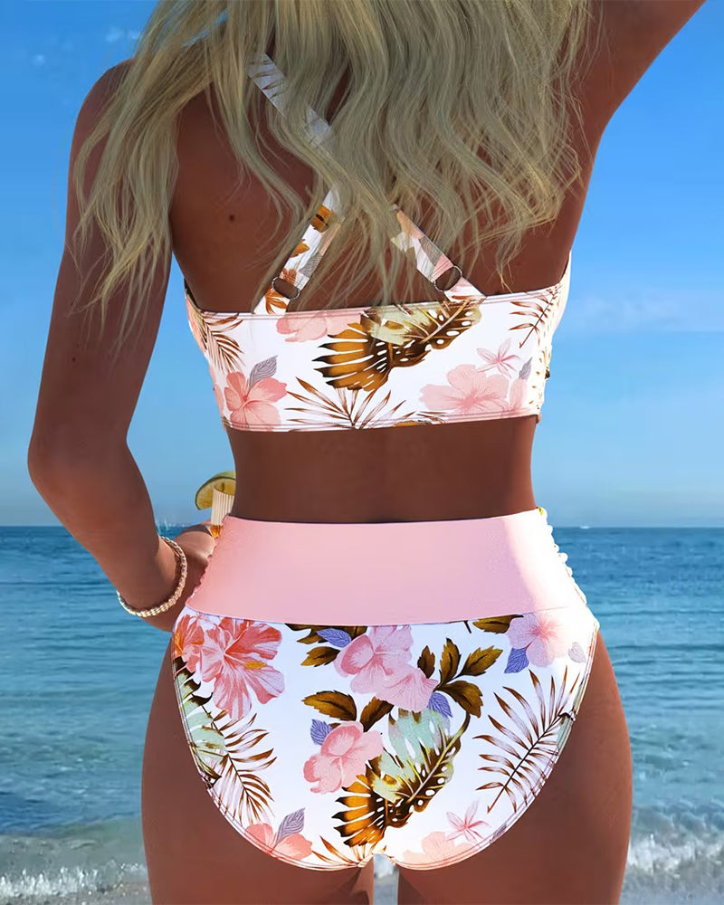 Jolina™ | Bikini de dos piezas con estampado floral y contraste