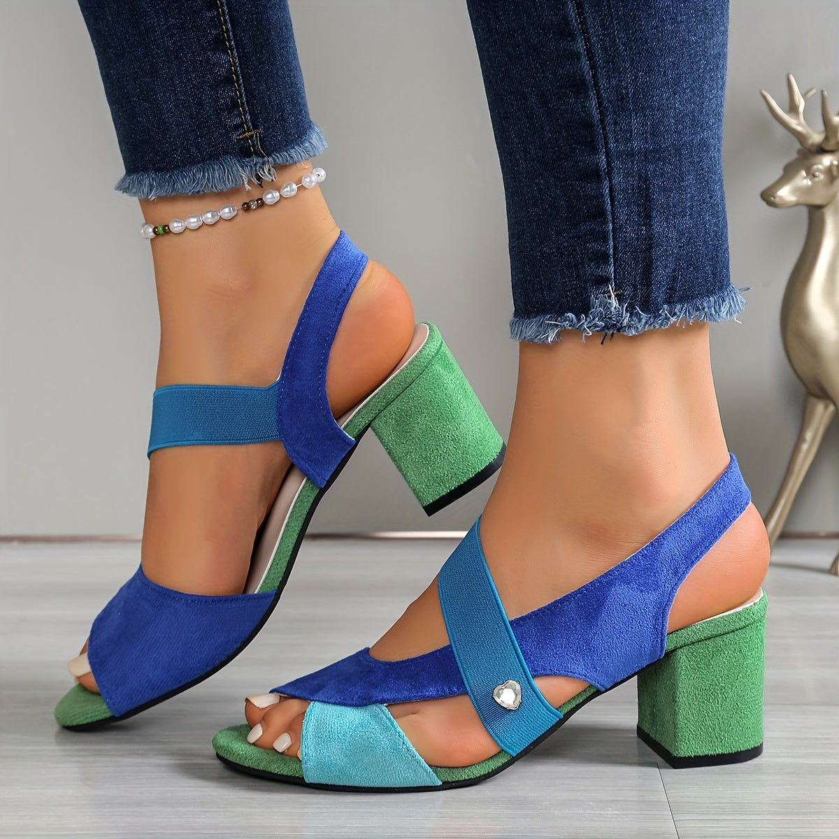 Linda | Zapatos de Mujer de Tacón Ancho con Punta Abierta