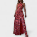Nortrud - Vestido maxi sin espalda con estampado floral