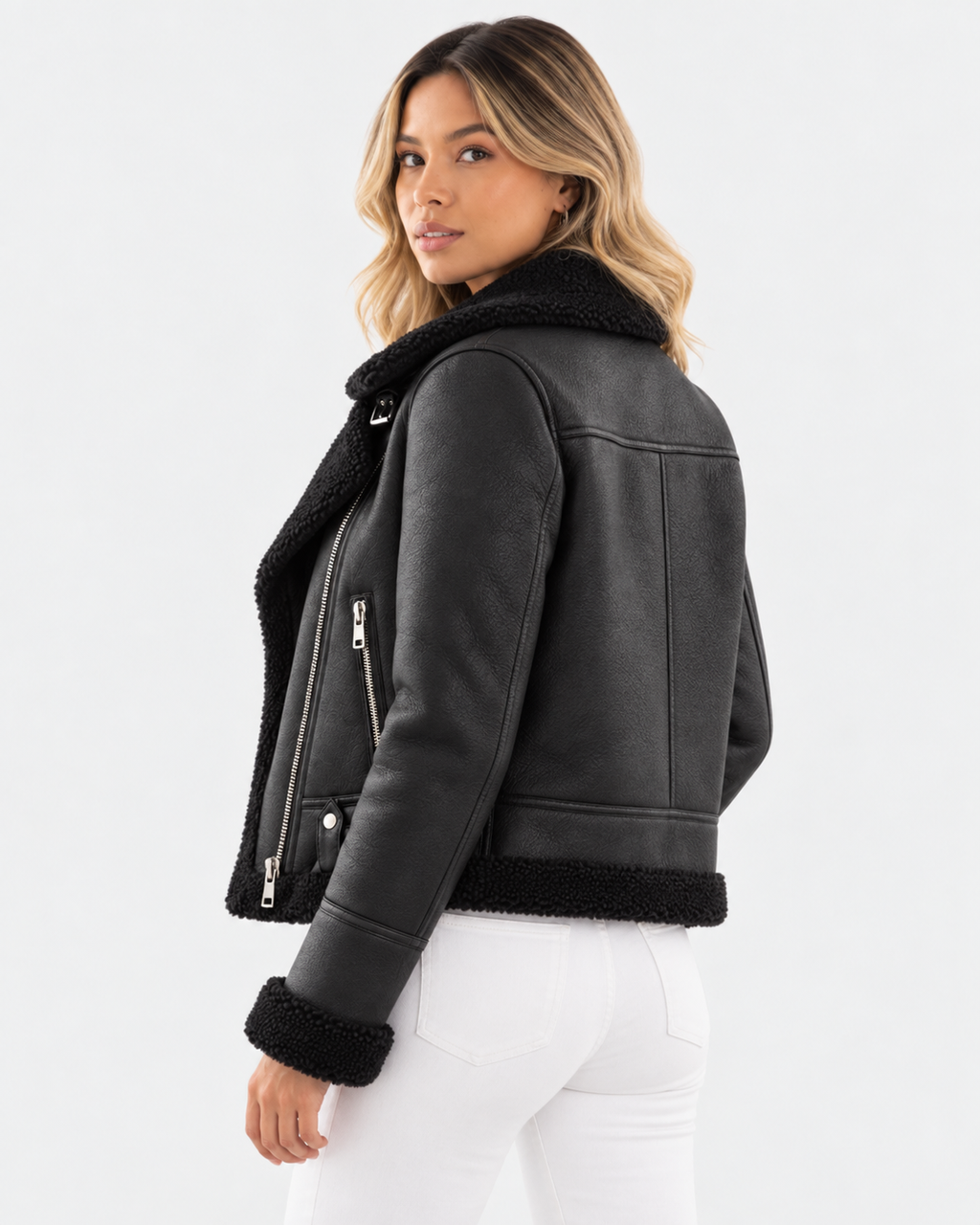 Chaqueta de cuero moderna para mujer