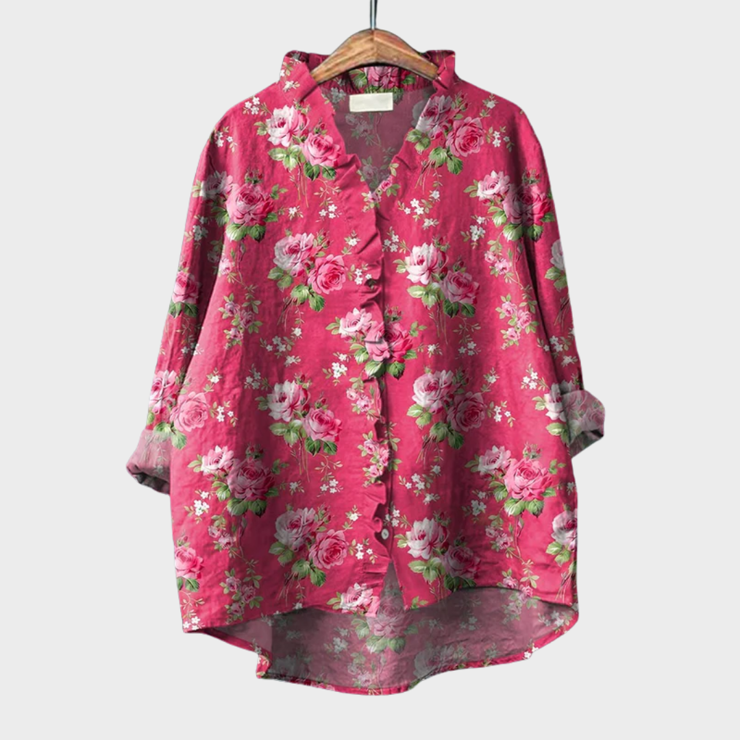 Tara | Blusa de lino floral elegante