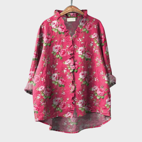 Tara | Blusa de lino floral elegante
