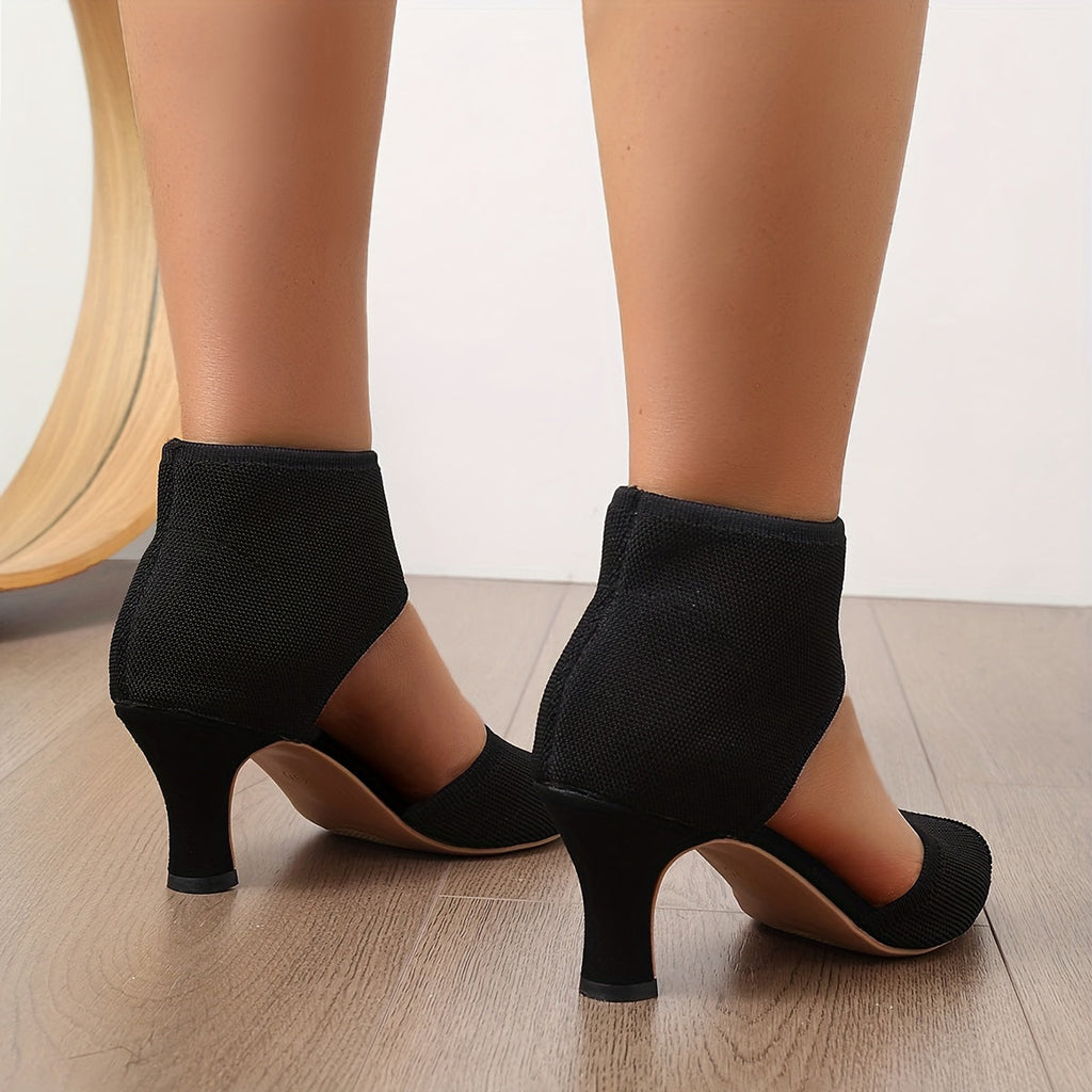 Camille | Zapatos de Mujer de Tacón con Punta Abierta y Tejido Elástico