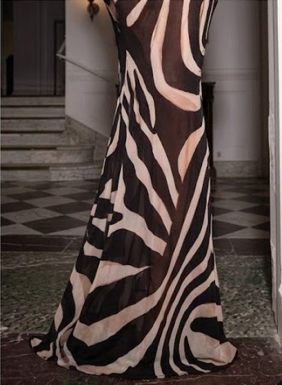 Vestido elegante con escote en V y estampado de cebra