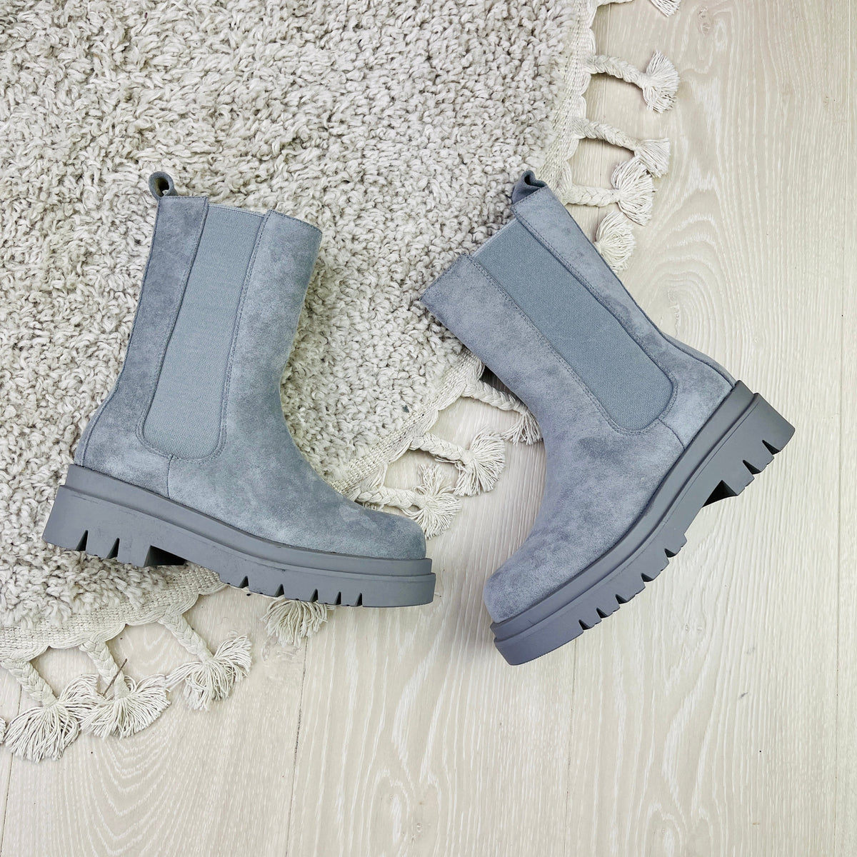 Botas Altas Chelsea Gris Claro