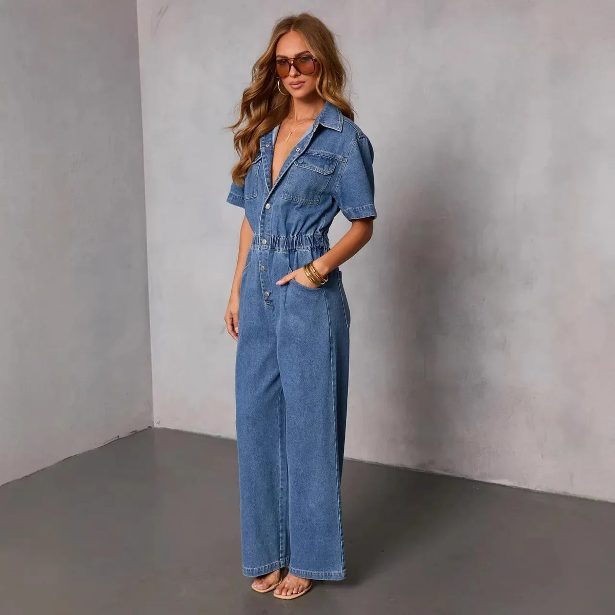 Mónica™ | Mono Denim con escote en V