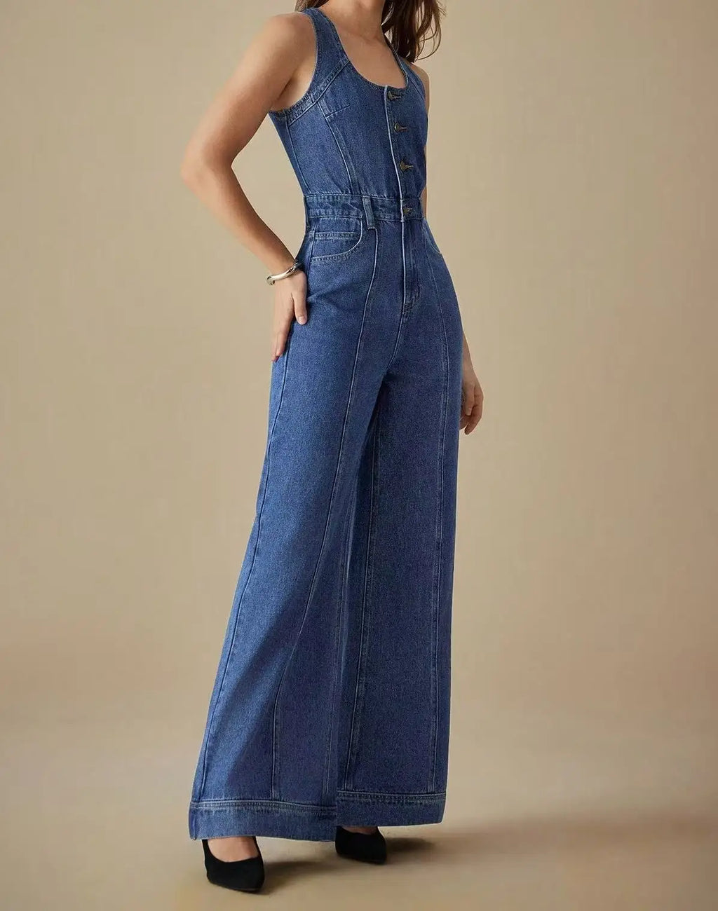 Celia™ | Mono Denim con escote en U