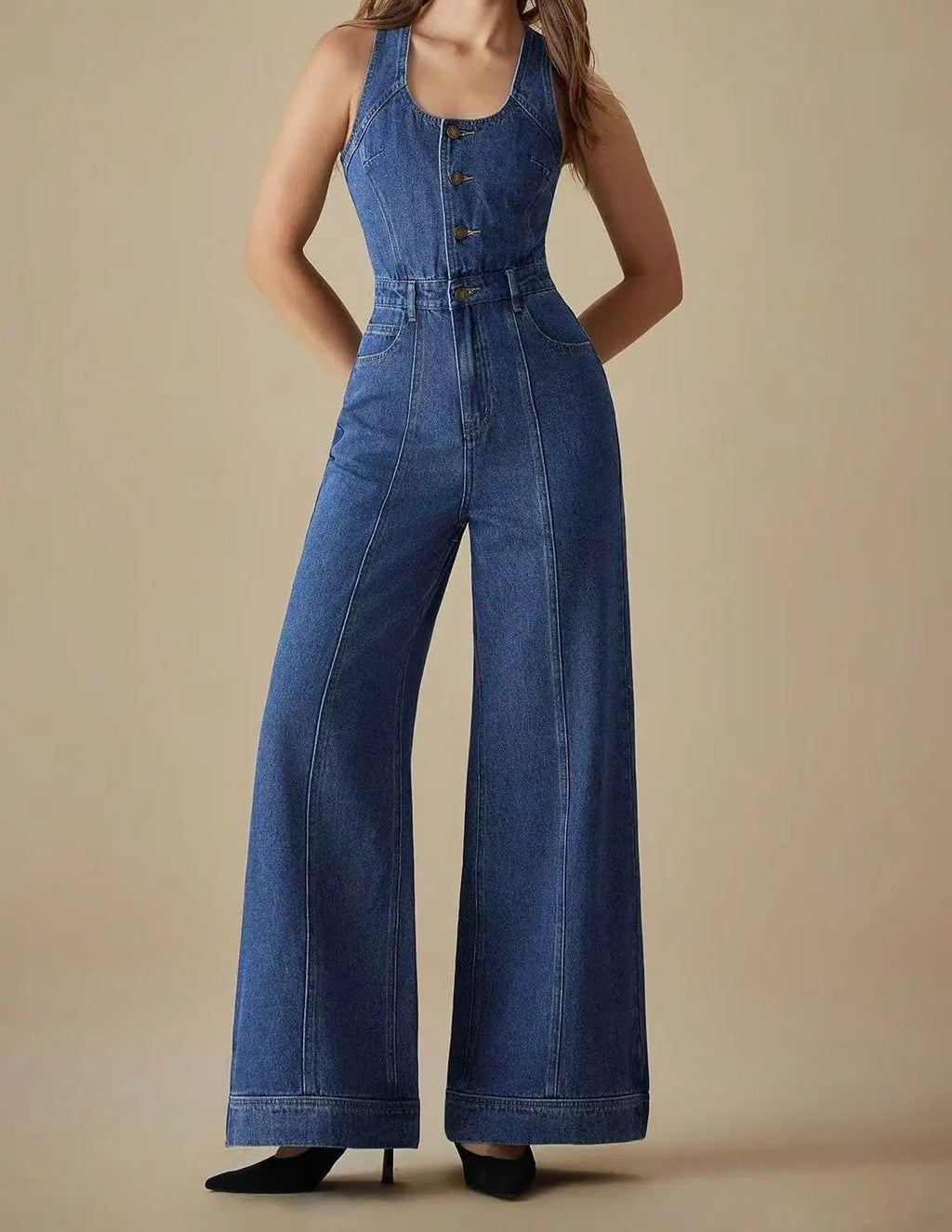 Celia™ | Mono Denim con escote en U