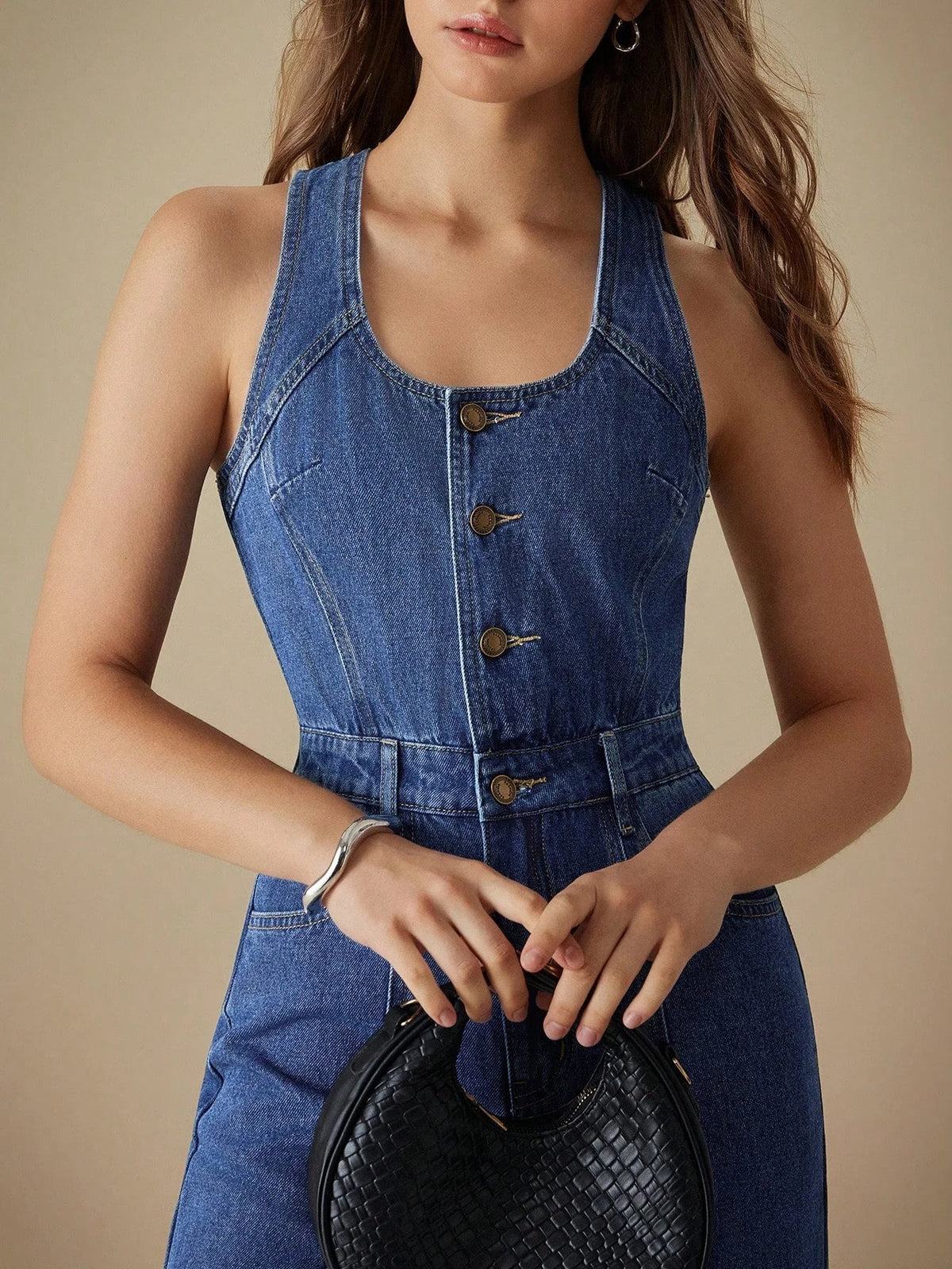 Celia™ | Mono Denim con escote en U